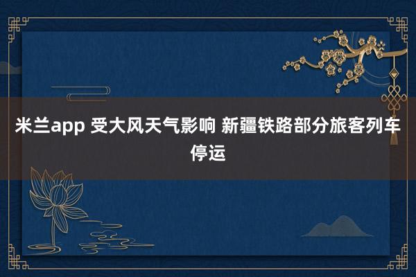 米兰app 受大风天气影响 新疆铁路部分旅客列车停运