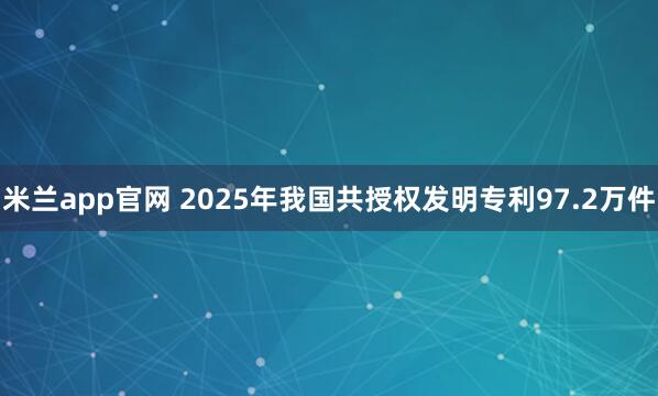 米兰app官网 2025年我国共授权发明专利97.2万件