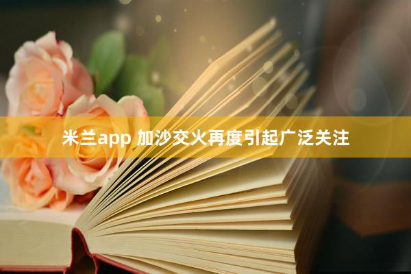 米兰app 加沙交火再度引起广泛关注