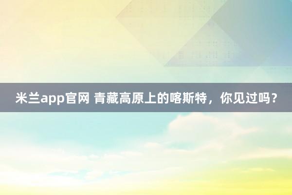米兰app官网 青藏高原上的喀斯特，你见过吗？